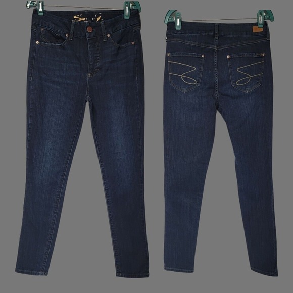 Seven7 Tummy Less Slimming Control Panel High Rise-Dark Skinny Jeans 10 - Picture 1 of 4
